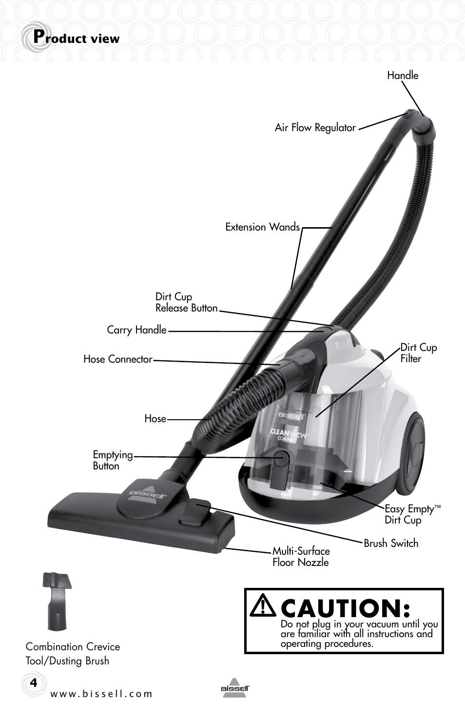 Caution | Bissell 12R7E User Manual | Page 4 / 12