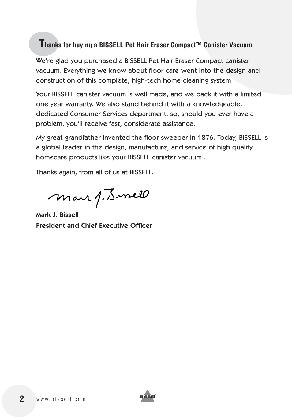 Bissell 12R8E User Manual | Page 2 / 16