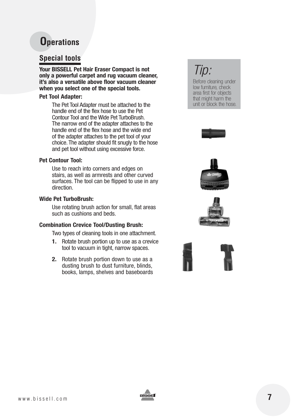 Perations 7 | Bissell 12R8E User Manual | Page 7 / 16