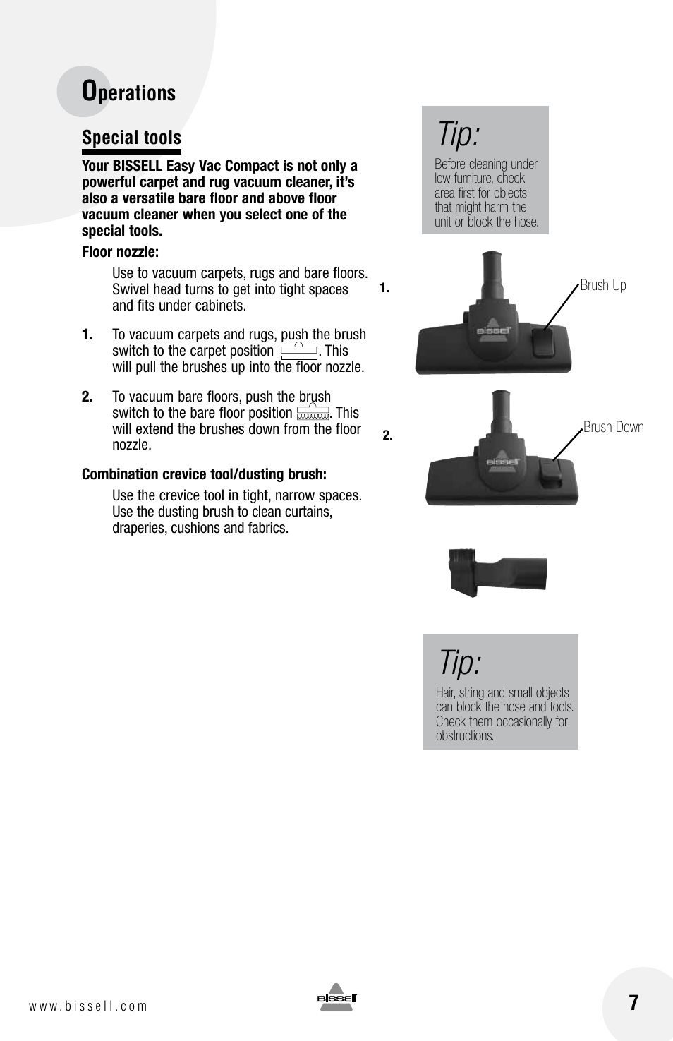Perations 7 | Bissell 40N8 User Manual | Page 7 / 16