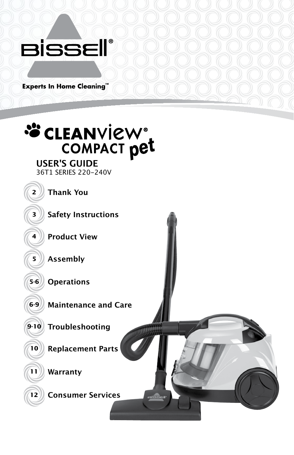 Bissell 36T1E User Manual | 12 pages