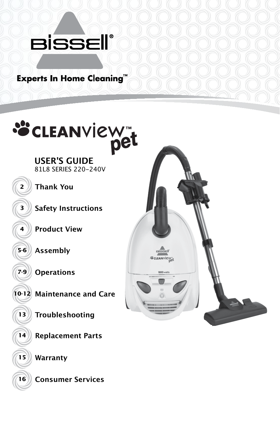 Bissell 81L8E User Manual | 16 pages