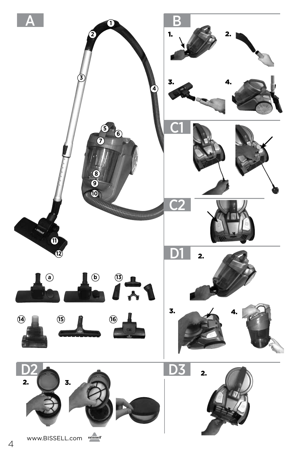 Ad1 c2 d2 d3 | Bissell 1292 User Manual | Page 4 / 8