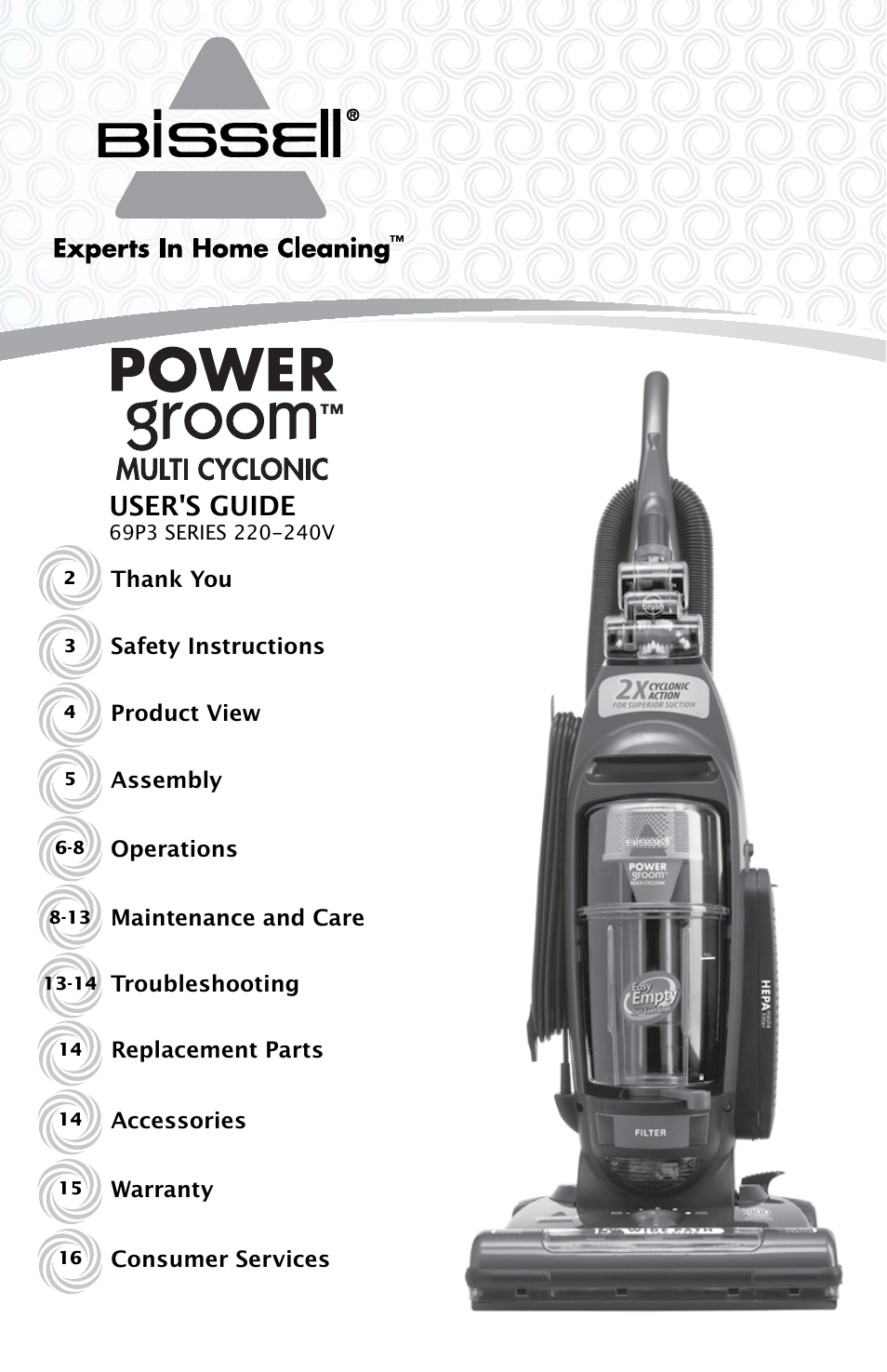 Bissell 69P3-E User Manual | 16 pages