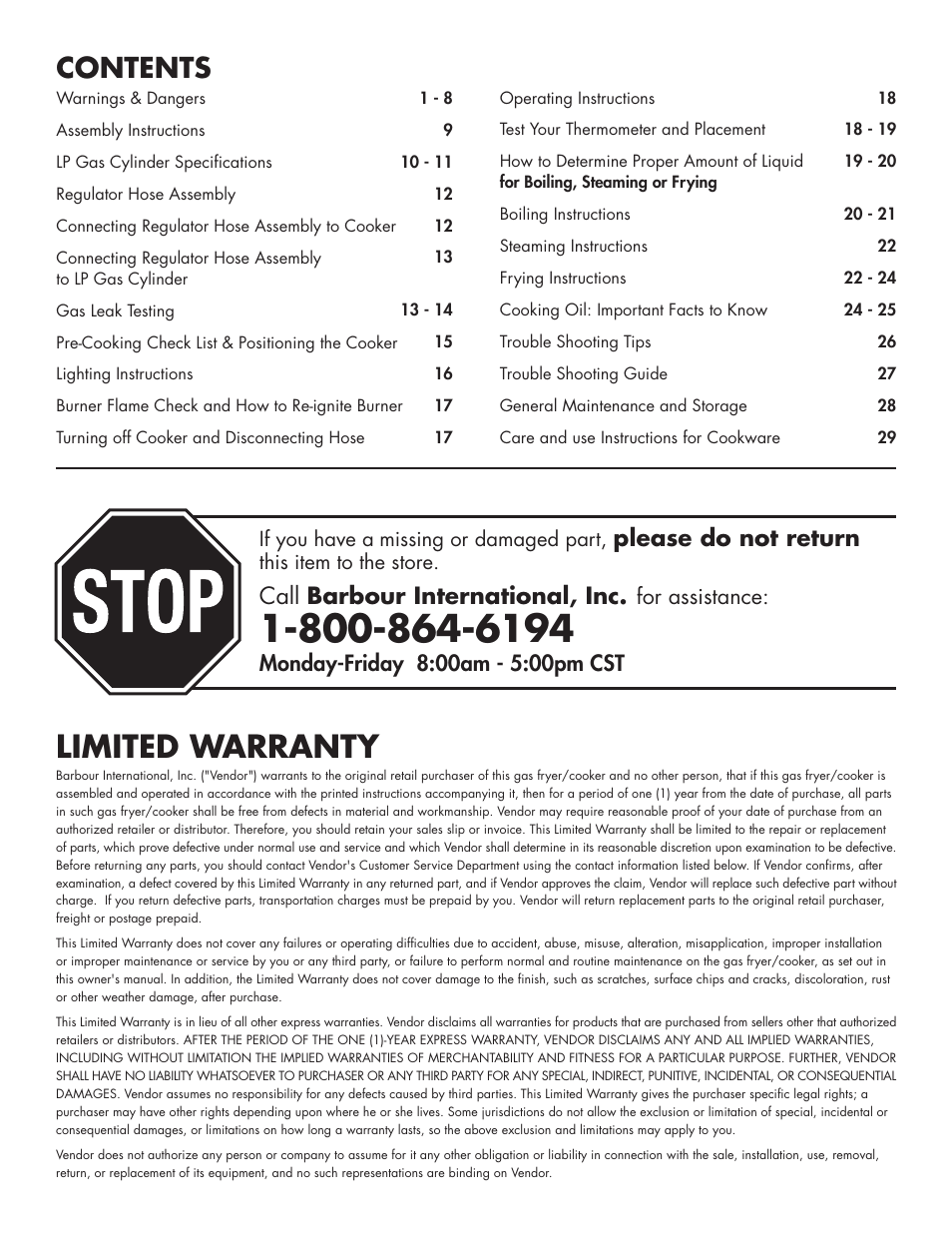 Bayou Classic DB250 User Manual | Page 2 / 32