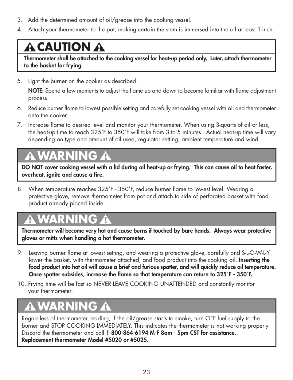 Warning, Caution | Bayou Classic DB250 User Manual | Page 25 / 32