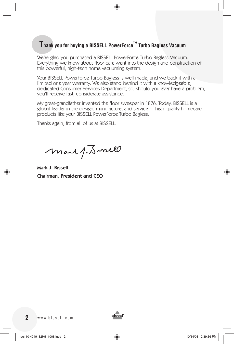 Bissell 82H5E User Manual | Page 2 / 16