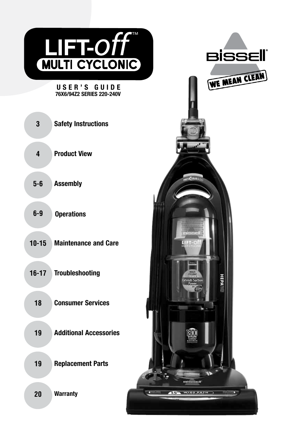 Bissell 76X6 User Manual | 20 pages
