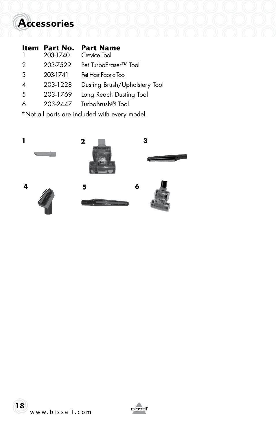 Ccessories | Bissell 5283E User Manual | Page 18 / 20