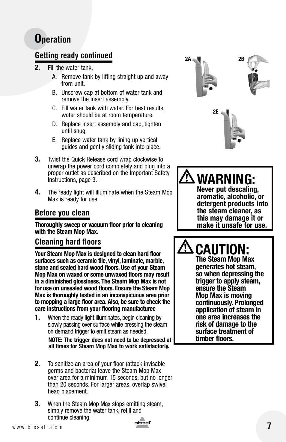 Warning, Caution, Peration 7 | Bissell 65A8 User Manual | Page 7 / 12