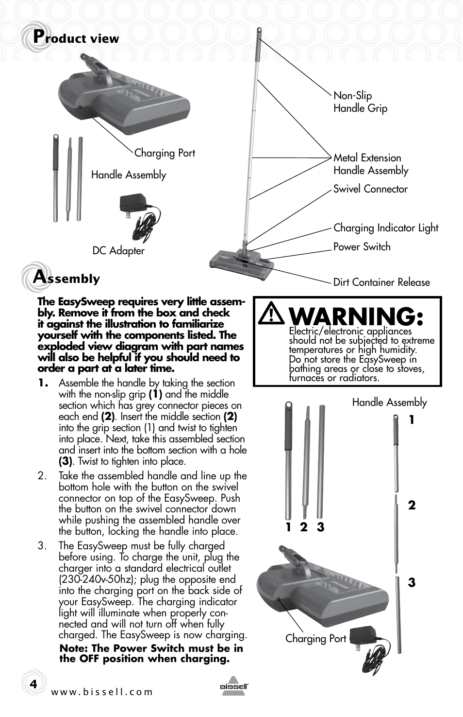 Warning | Bissell 53X7 User Manual | Page 4 / 8