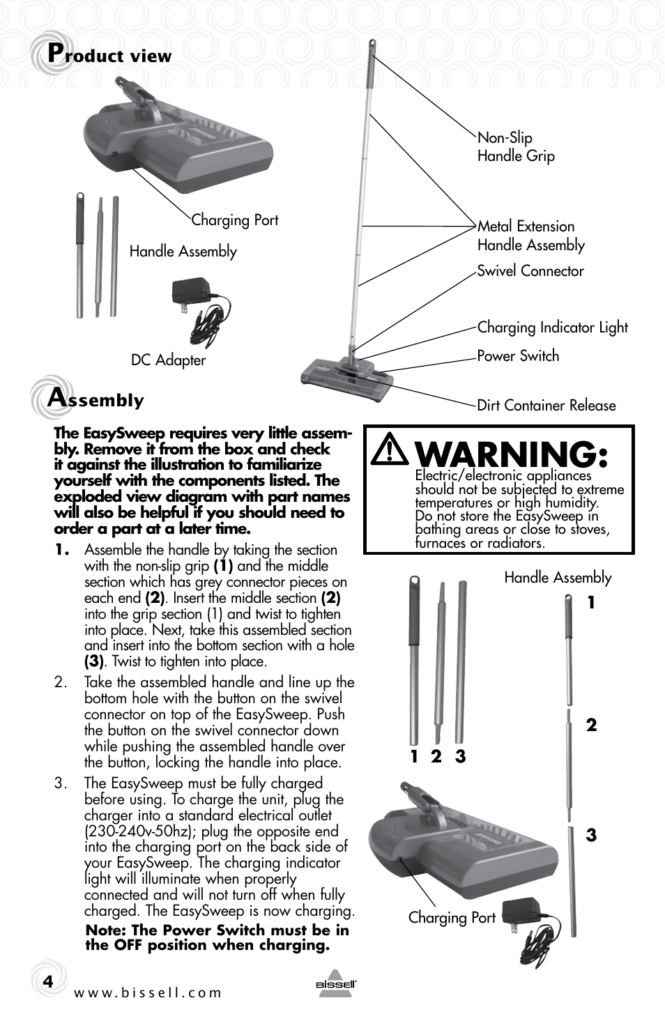 Warning | Bissell 9974e User Manual | Page 4 / 8