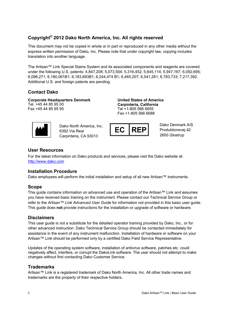 Dako Artisan™ Link Pro User Manual | Page 2 / 90