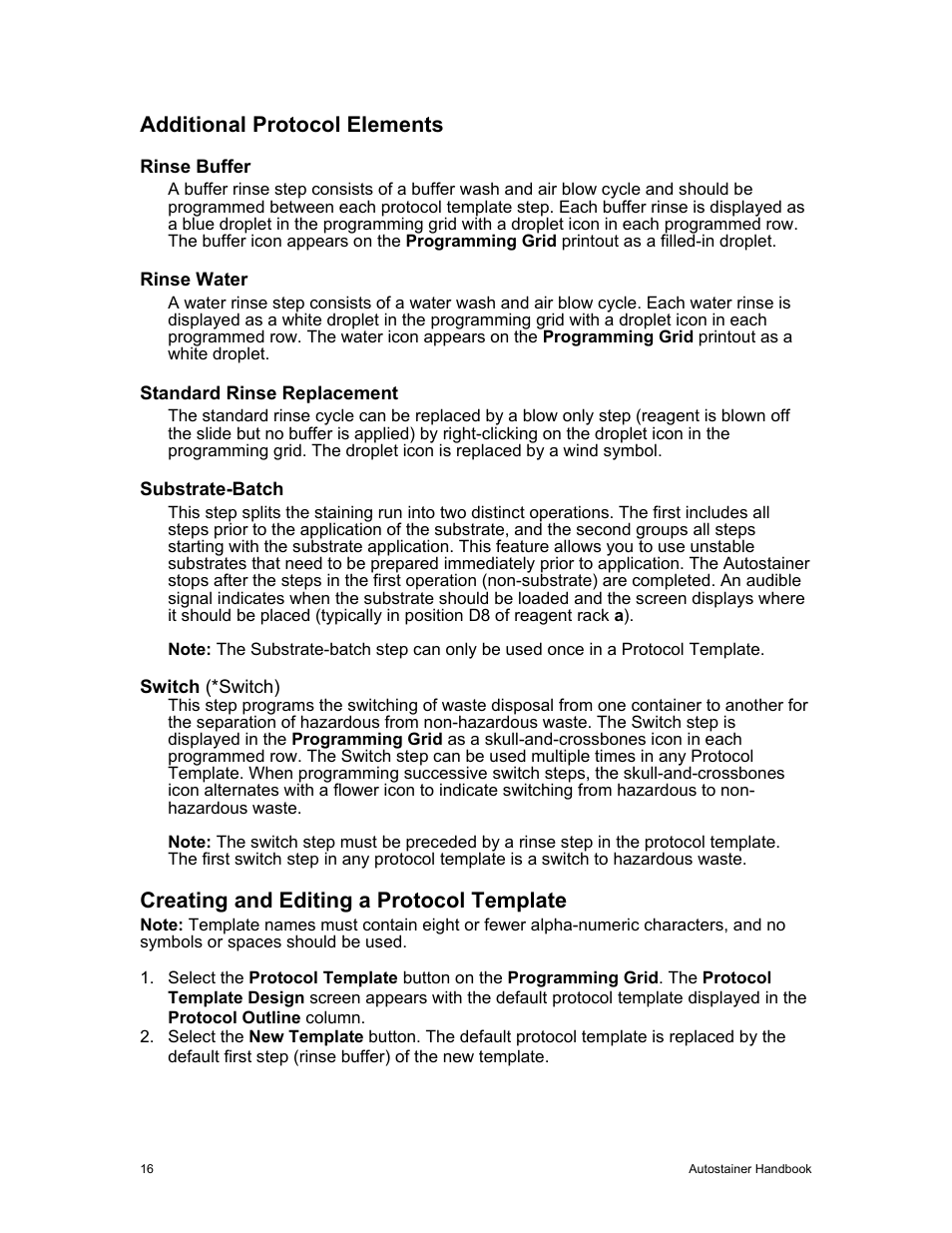 Additional protocol elements, Creating and editing a protocol template | Dako Autostainer User Manual | Page 24 / 53
