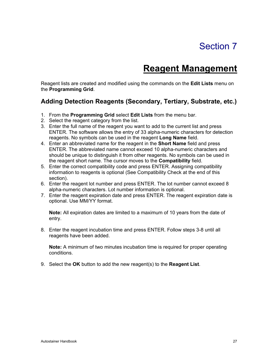 Reagent management | Dako Autostainer User Manual | Page 35 / 53