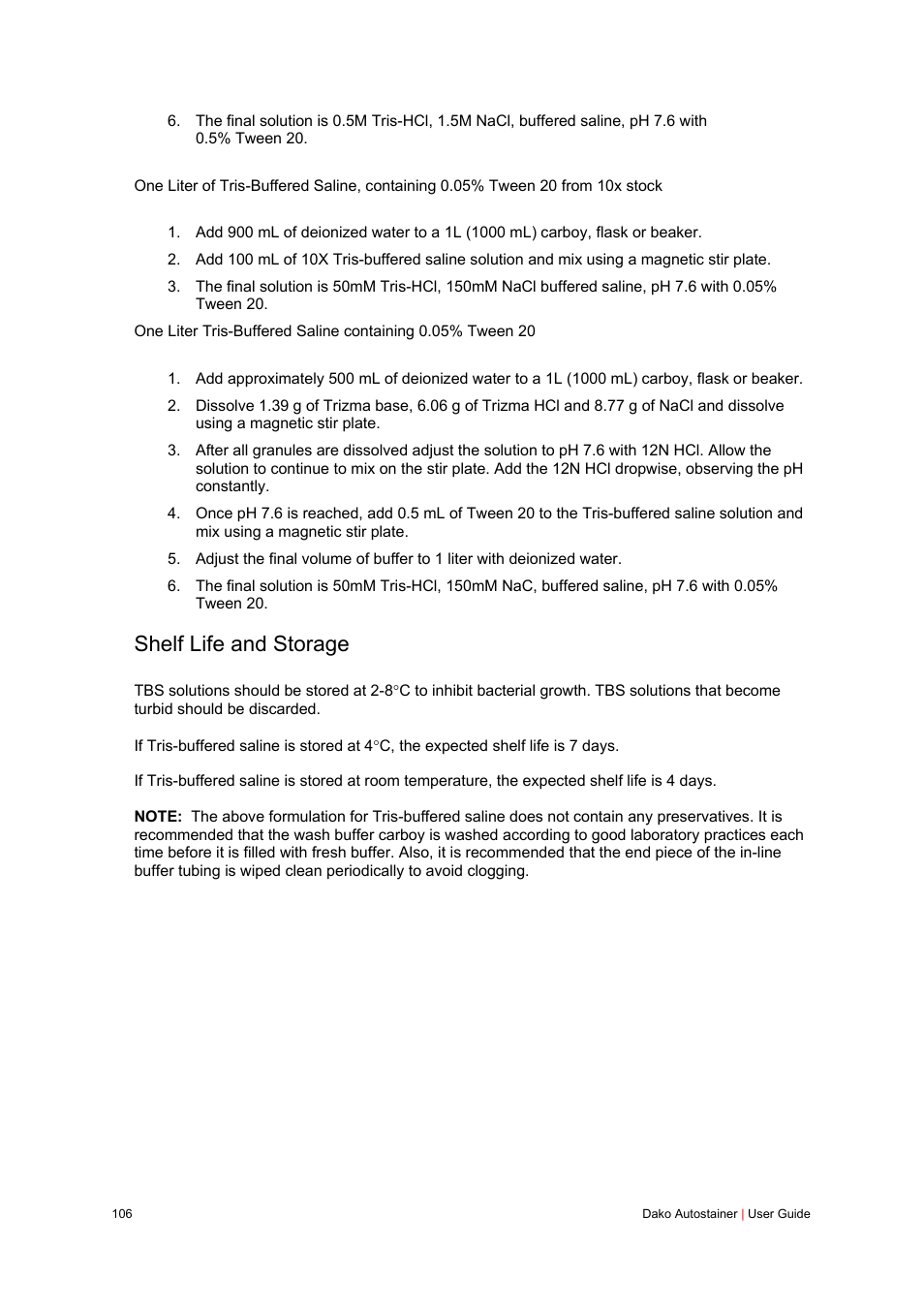 Shelf life and storage | Dako Autostainer User Manual | Page 106 / 125