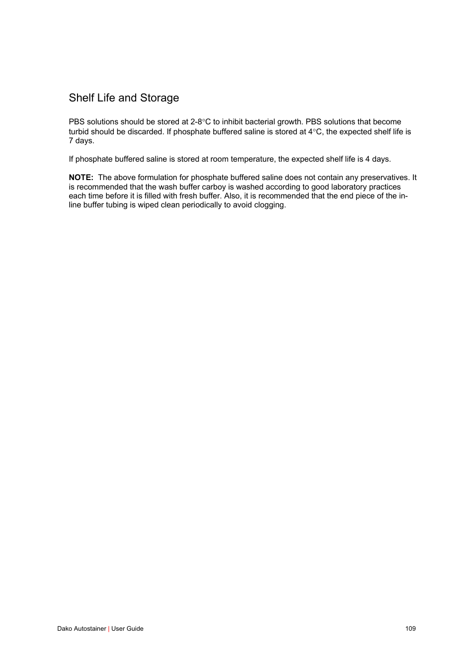 Shelf life and storage | Dako Autostainer User Manual | Page 109 / 125