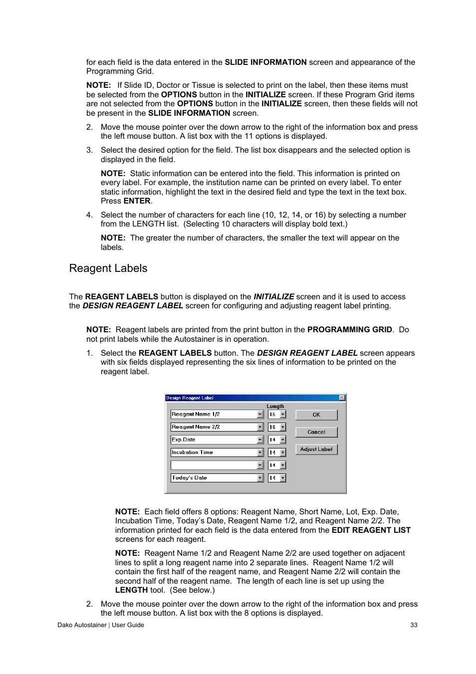 Reagent labels | Dako Autostainer User Manual | Page 33 / 125