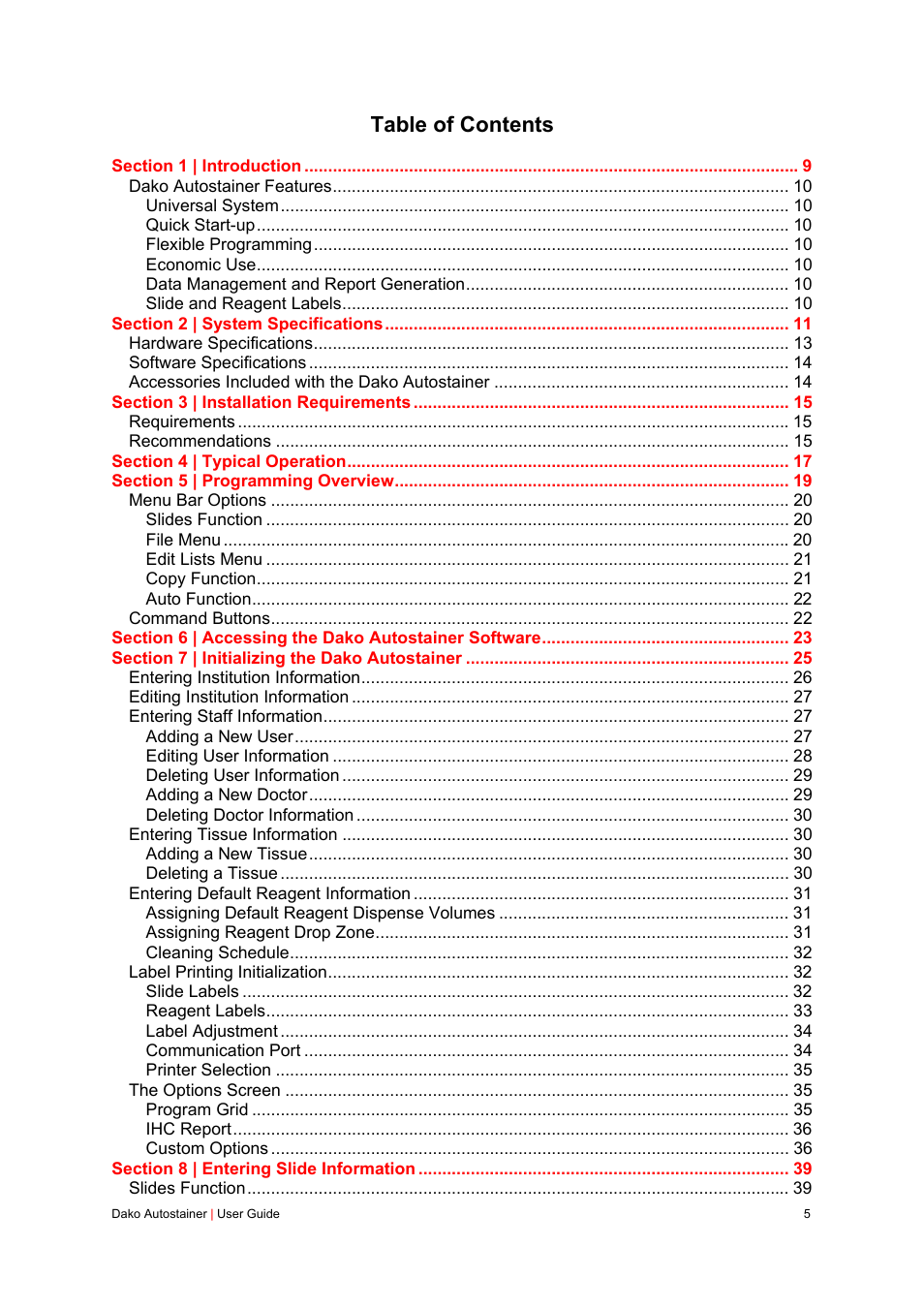 Dako Autostainer User Manual | Page 5 / 125