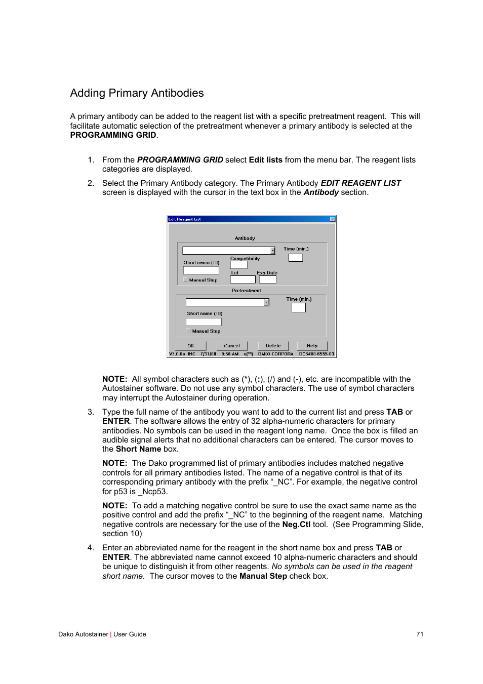 Adding primary antibodies | Dako Autostainer User Manual | Page 71 / 125