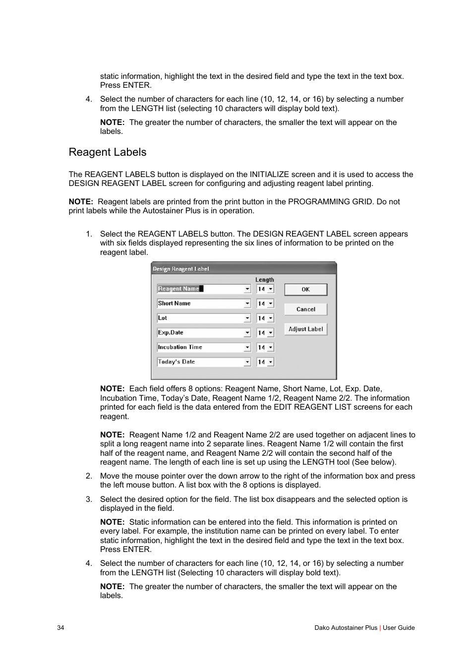 Reagent labels | Dako Autostainer Plus User Manual | Page 34 / 121