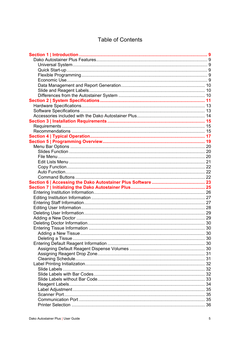 Dako Autostainer Plus User Manual | Page 5 / 121