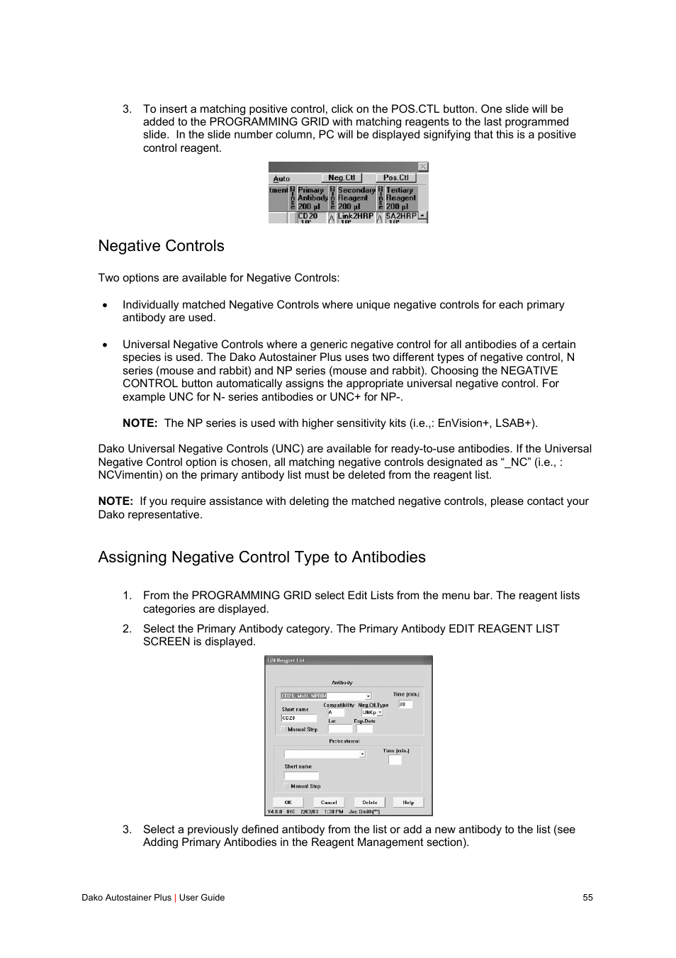 Negative controls, Assigning negative control type to antibodies | Dako Autostainer Plus User Manual | Page 55 / 121