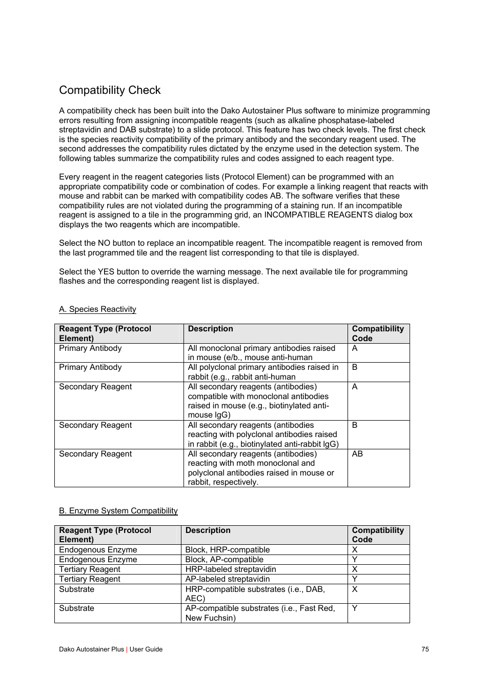 Compatibility check | Dako Autostainer Plus User Manual | Page 75 / 121