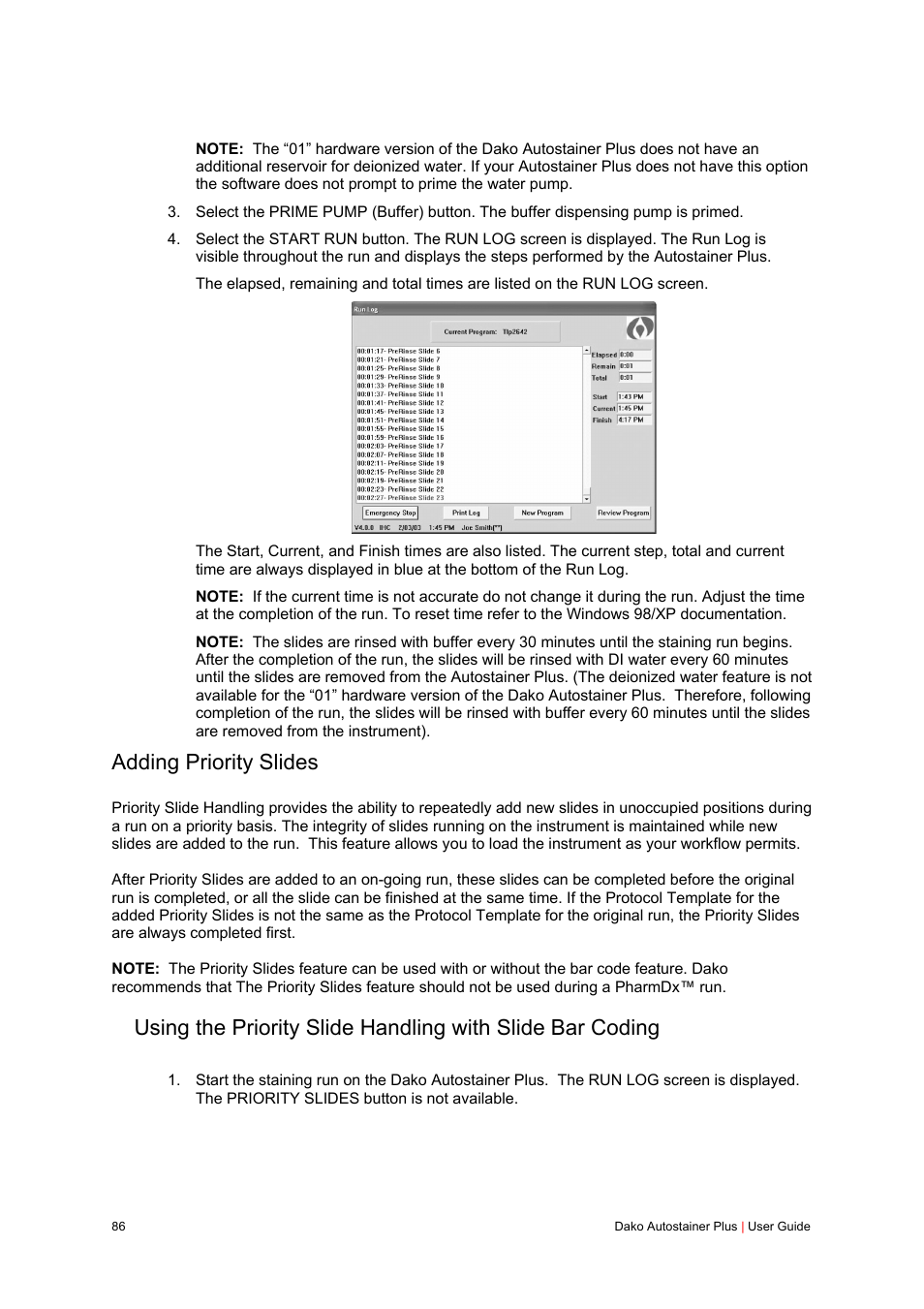 Adding priority slides | Dako Autostainer Plus User Manual | Page 86 / 121