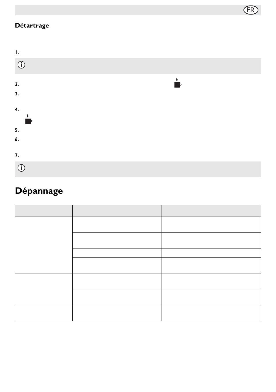 Dépannage, Fr détartrage | Buffalo G108 User Manual | Page 21 / 64