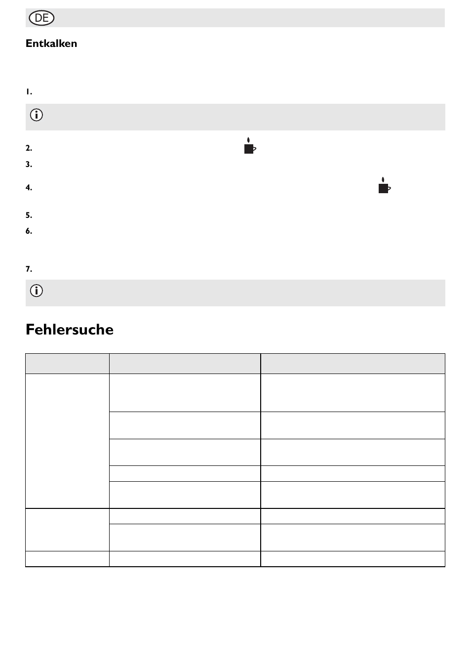 Fehlersuche, De entkalken | Buffalo G108 User Manual | Page 26 / 64