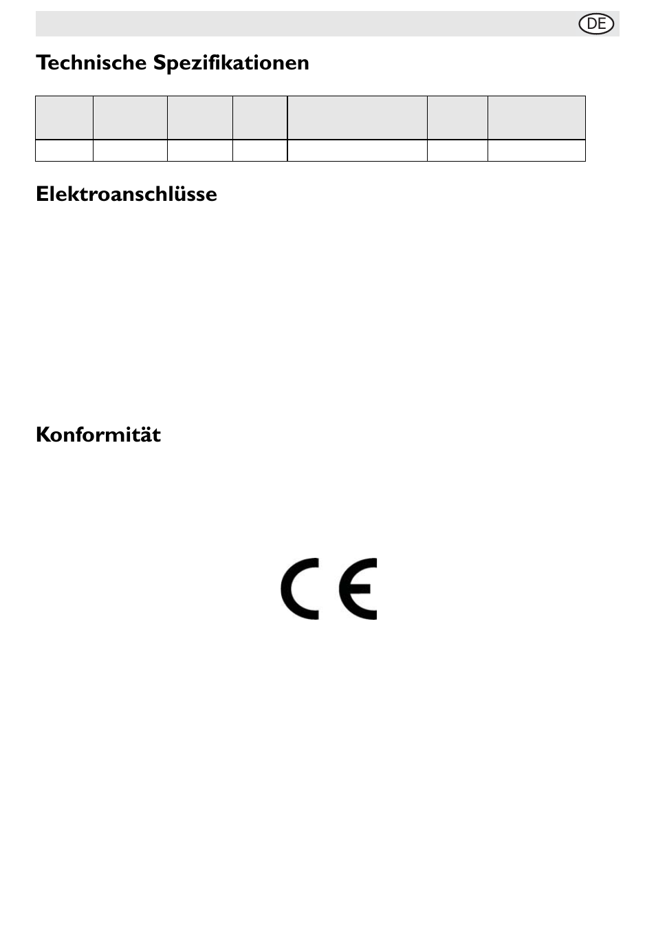 Technische spezifikationen elektroanschlüsse, Konformität | Buffalo G108 User Manual | Page 27 / 64