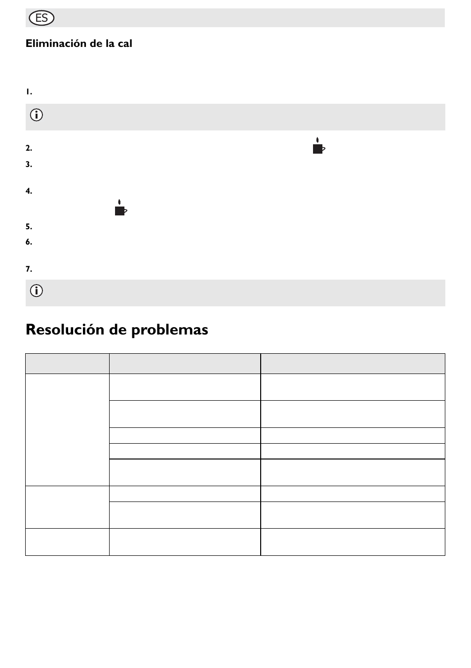 Resolución de problemas, Es eliminación de la cal | Buffalo G108 User Manual | Page 36 / 64