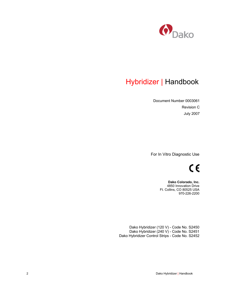 Hybridizer | handbook | Dako Hybridizer User Manual | Page 2 / 32