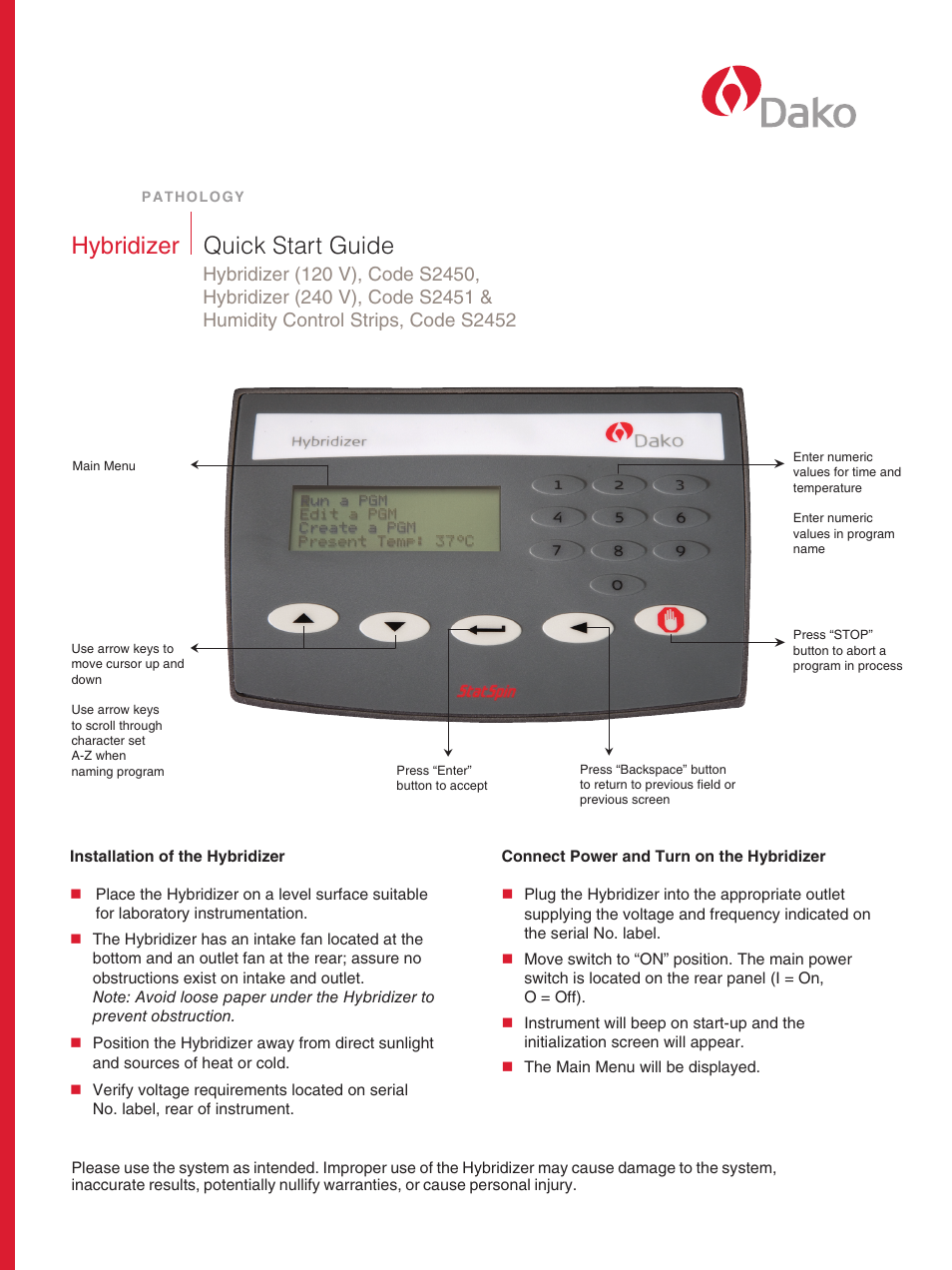 Dako Hybridizer User Manual | 4 pages