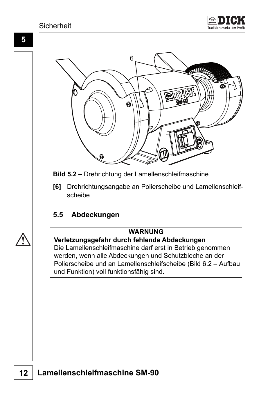 5 abdeckungen | Dick SM-90 230V User Manual | Page 12 / 192