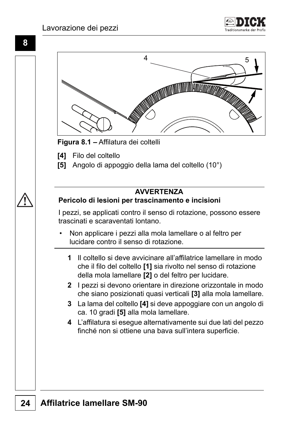 Affilatrice lamellare sm-90 24 | Dick SM-90 230V User Manual | Page 152 / 192