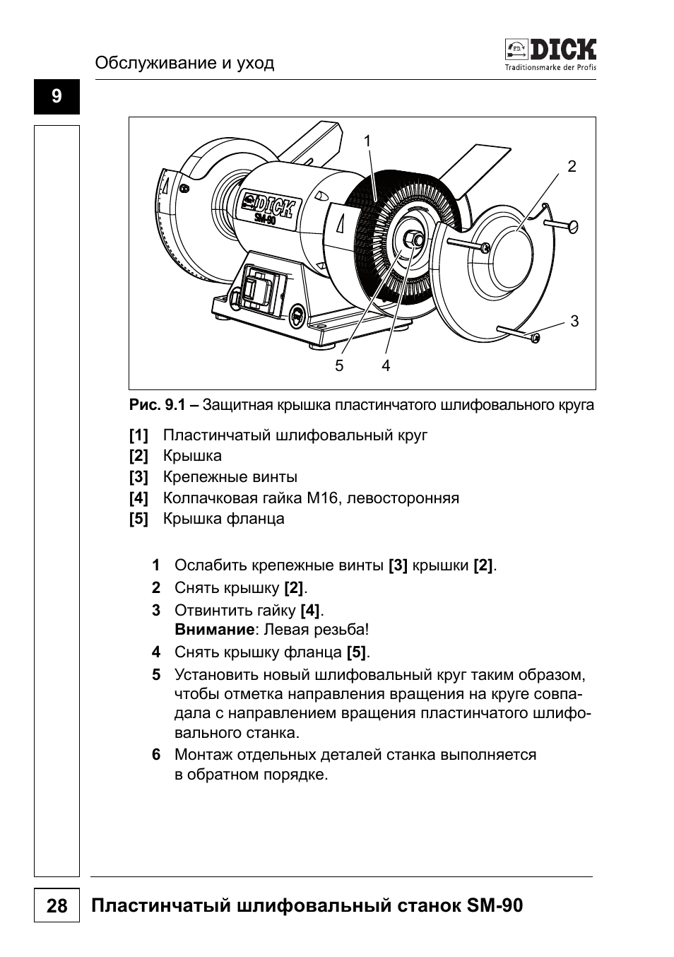 Пластинчатый шлифовальный станок sm-90 28 | Dick SM-90 230V User Manual | Page 188 / 192