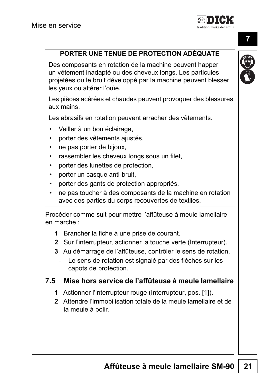 Affûteuse à meule lamellaire sm-90 21 | Dick SM-90 230V User Manual | Page 85 / 192