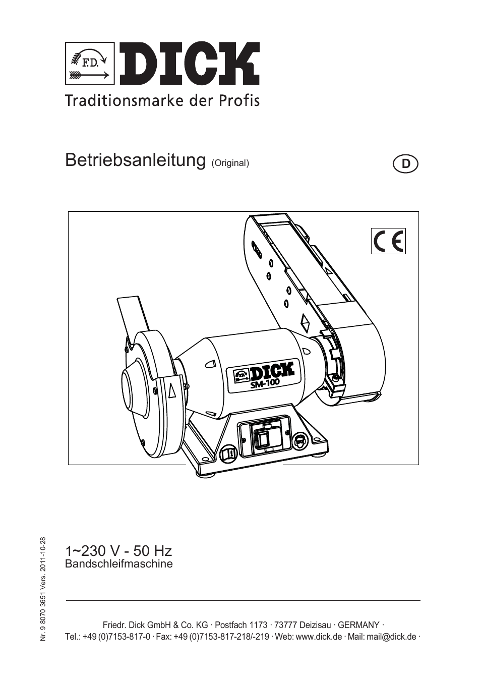 Dick SM-100 230V User Manual | 216 pages