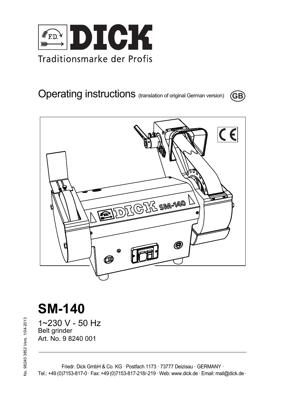 Dick SM-140 UltraSharp 230V User Manual | 36 pages