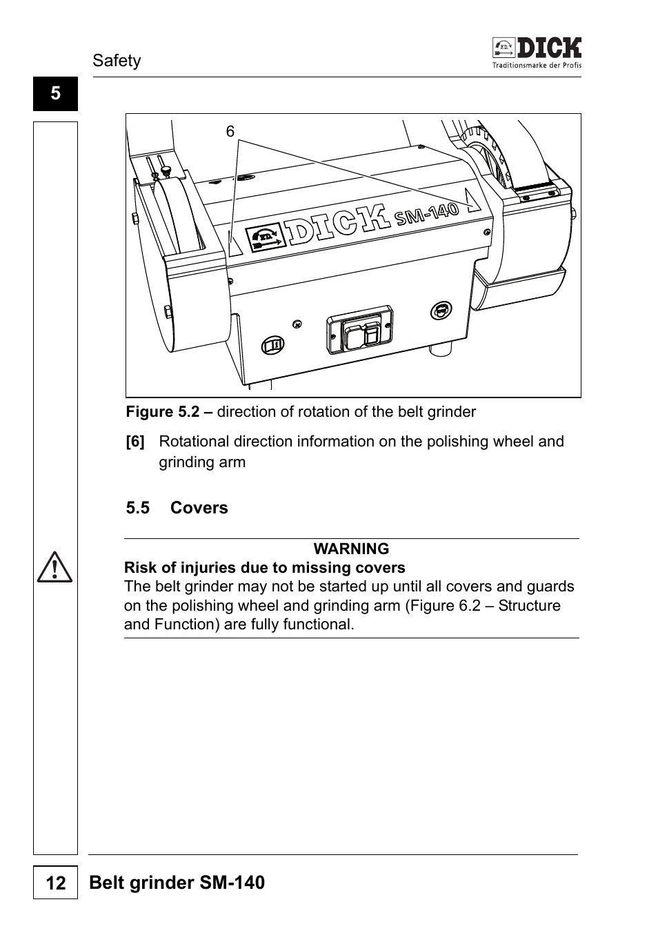 5 covers | Dick SM-140 UltraSharp 230V User Manual | Page 12 / 36