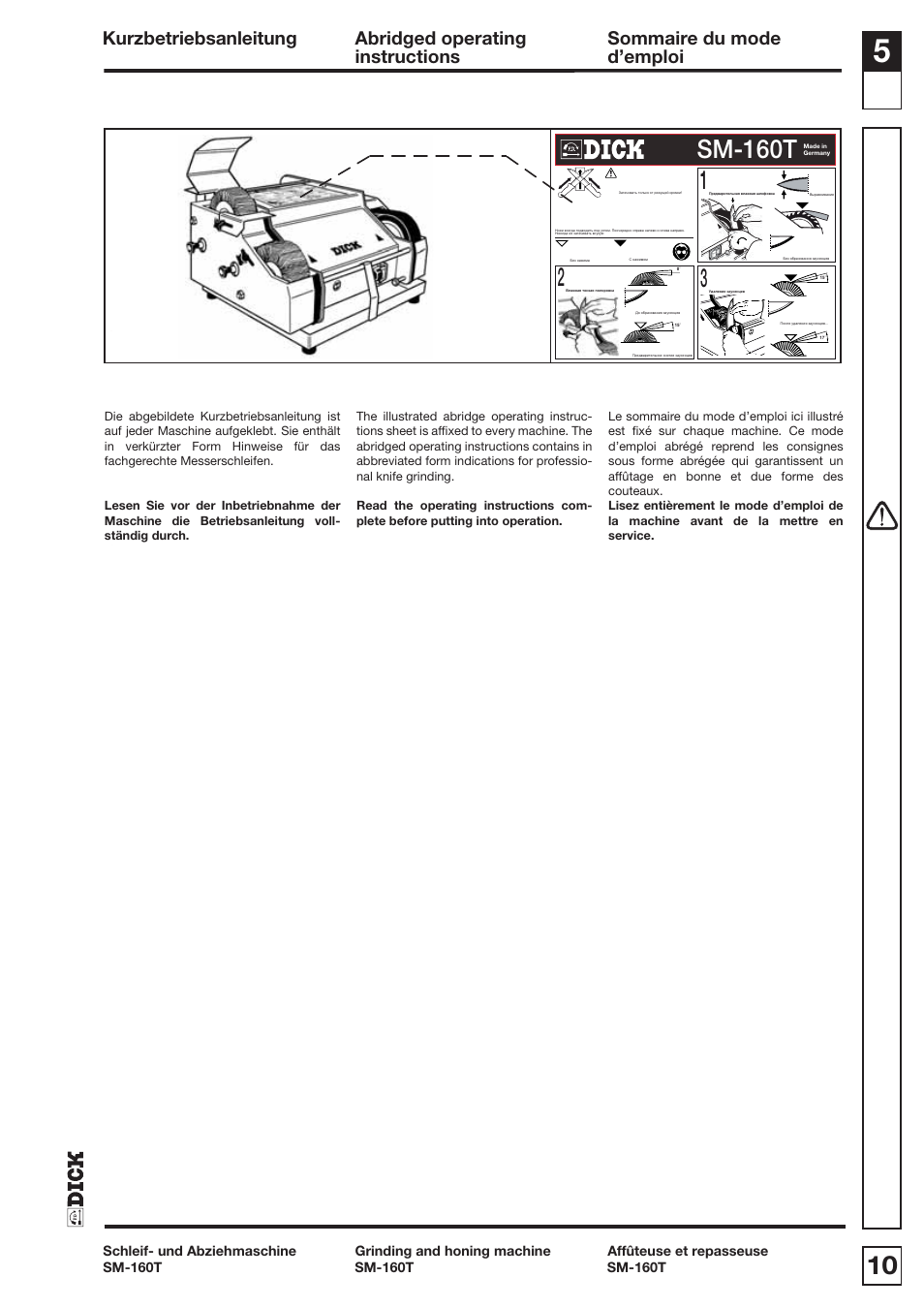 Sm-160t | Dick SM-160 T 230V User Manual | Page 10 / 26