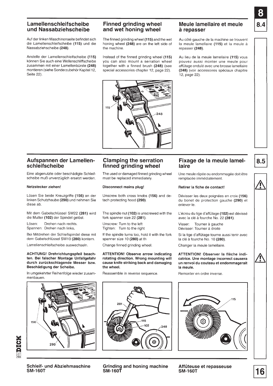 Dick SM-160 T 230V User Manual | Page 16 / 26