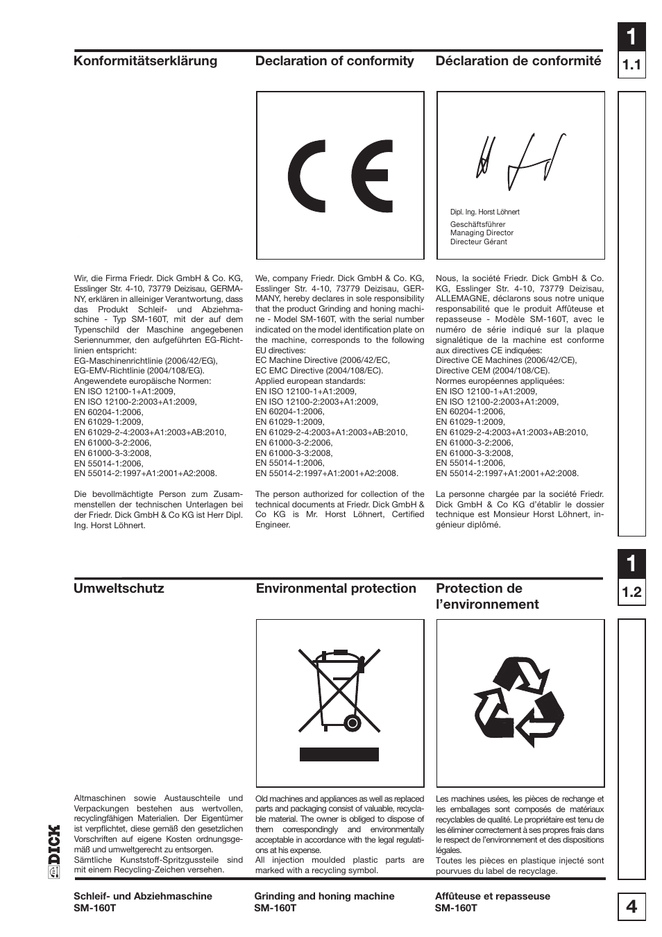 Dick SM-160 T 230V User Manual | Page 4 / 26