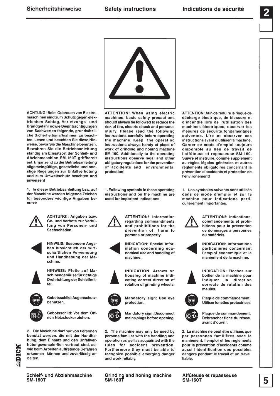 Dick SM-160 T 230V User Manual | Page 5 / 26