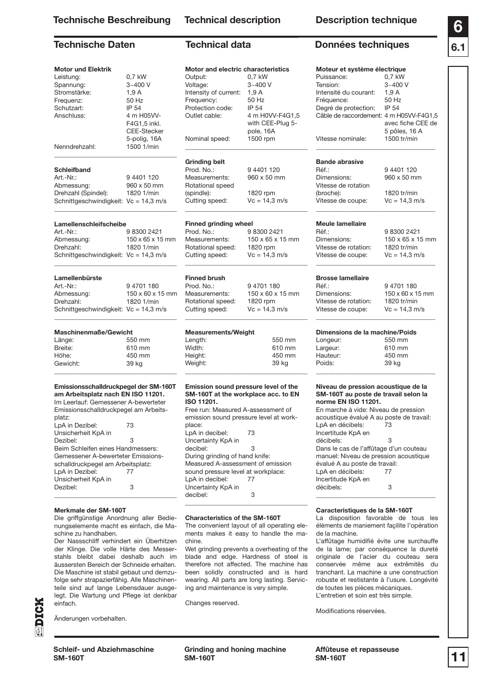 Dick SM-160 T 400V User Manual | Page 11 / 27