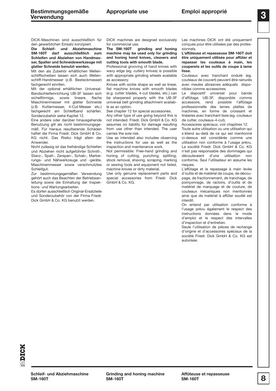 Dick SM-160 T 400V User Manual | Page 8 / 27