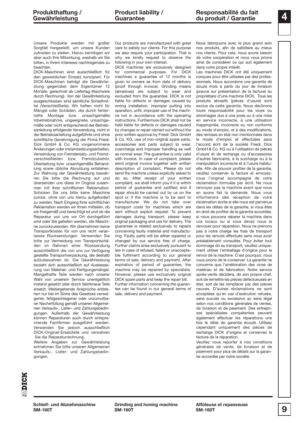 Dick SM-160 T 400V User Manual | Page 9 / 27