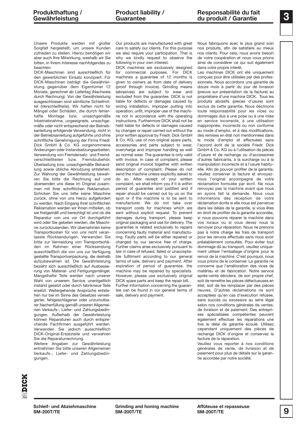 Dick SM-200 400V User Manual | Page 9 / 34